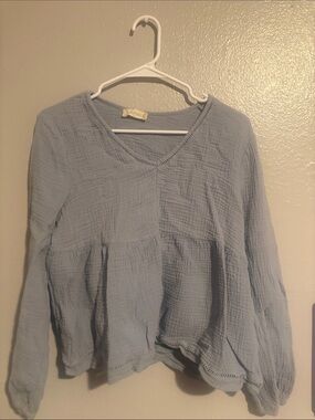 Altar'd State Light Blue Gauze V-Neck Peasant Tunic